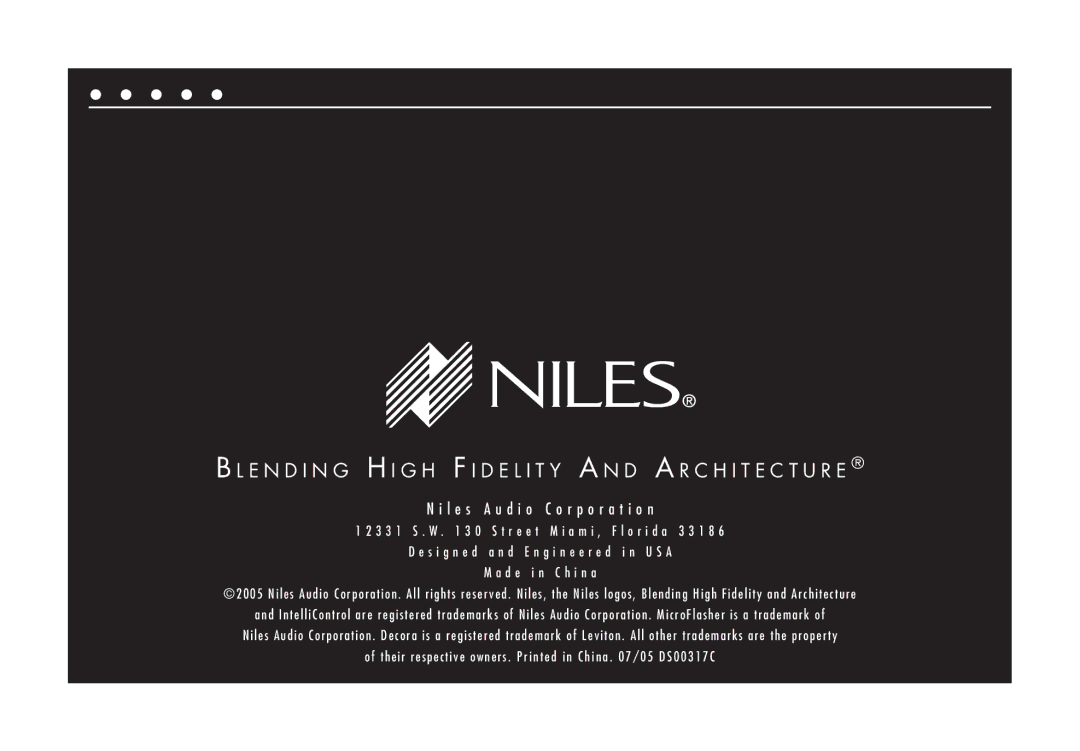 Niles Audio MVC100R manual L e s a u d i o C o r p o r a t i o n 