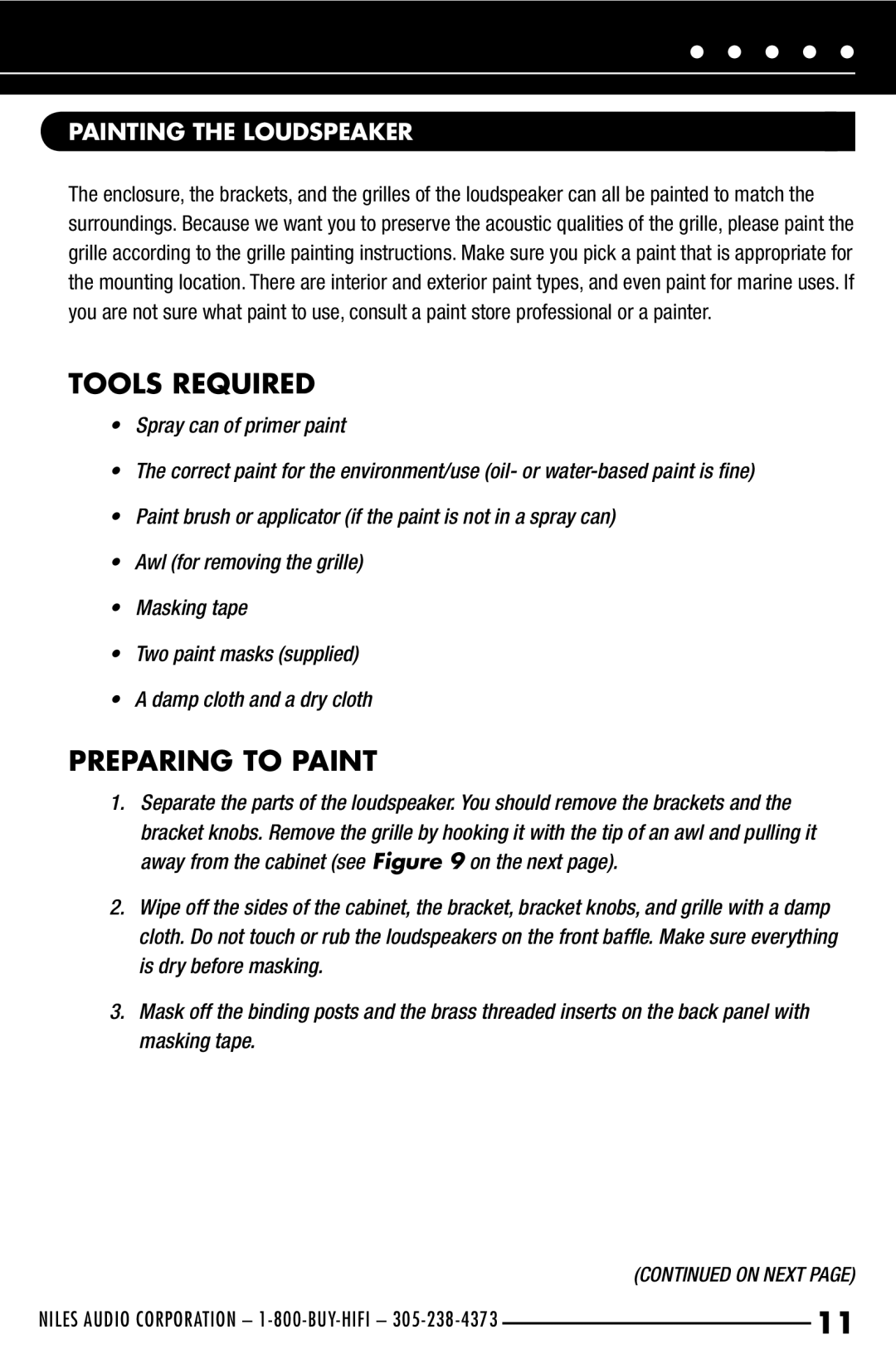 Niles Audio OS7.3, OS5.3, OS6.3 manual Tools Required, Preparing to Paint, Painting the Loudspeaker 