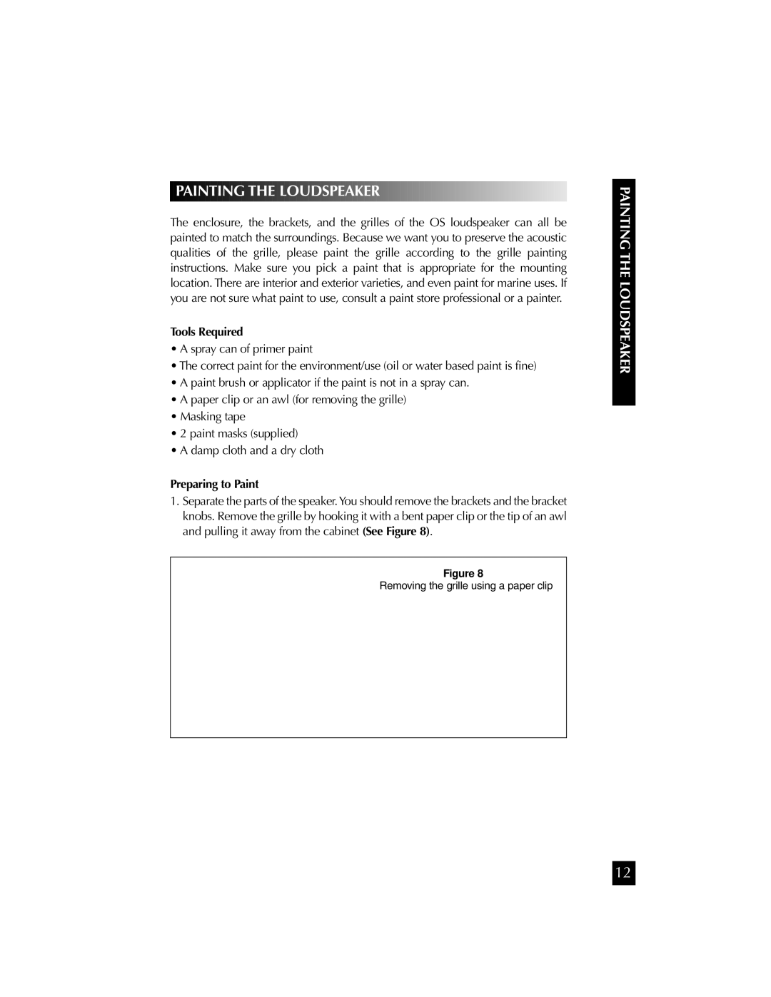 Niles Audio OS5.3SI manual Painting the Loudspeaker, Tools Required, Preparing to Paint 