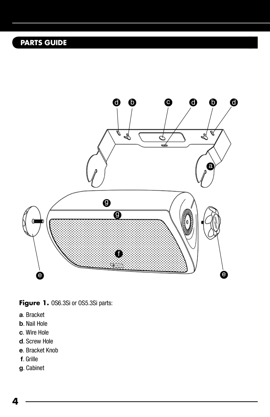 Niles Audio OS53SIBLACK, OS63SIBLACK manual Parts Guide 