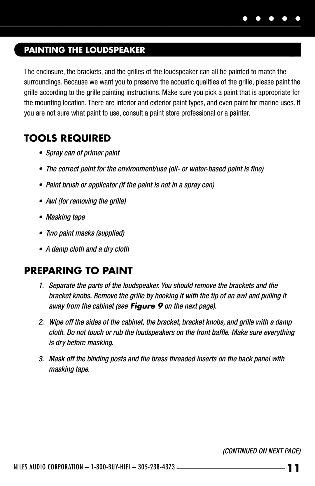 Niles Audio OS5.5, OS6.5 manual Tools Required, Preparing to Paint, Painting the Loudspeaker 