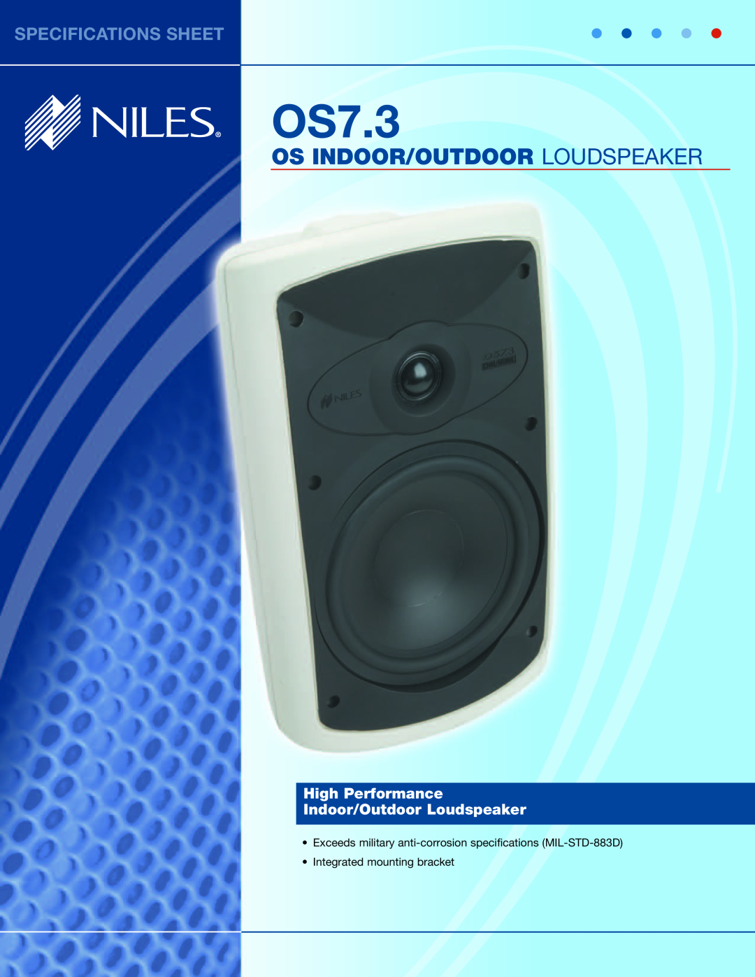 Niles Audio OS7.3 specifications Os Indoor/Outdoor Loudspeaker, Specifications Sheet 