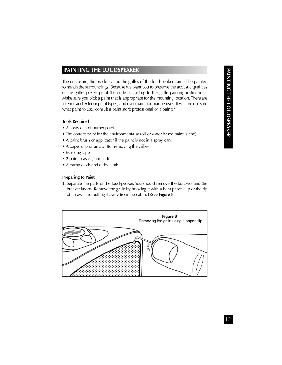 Niles Audio OS7.5 manual Painting the Loudspeaker, Tools Required, Preparing to Paint 