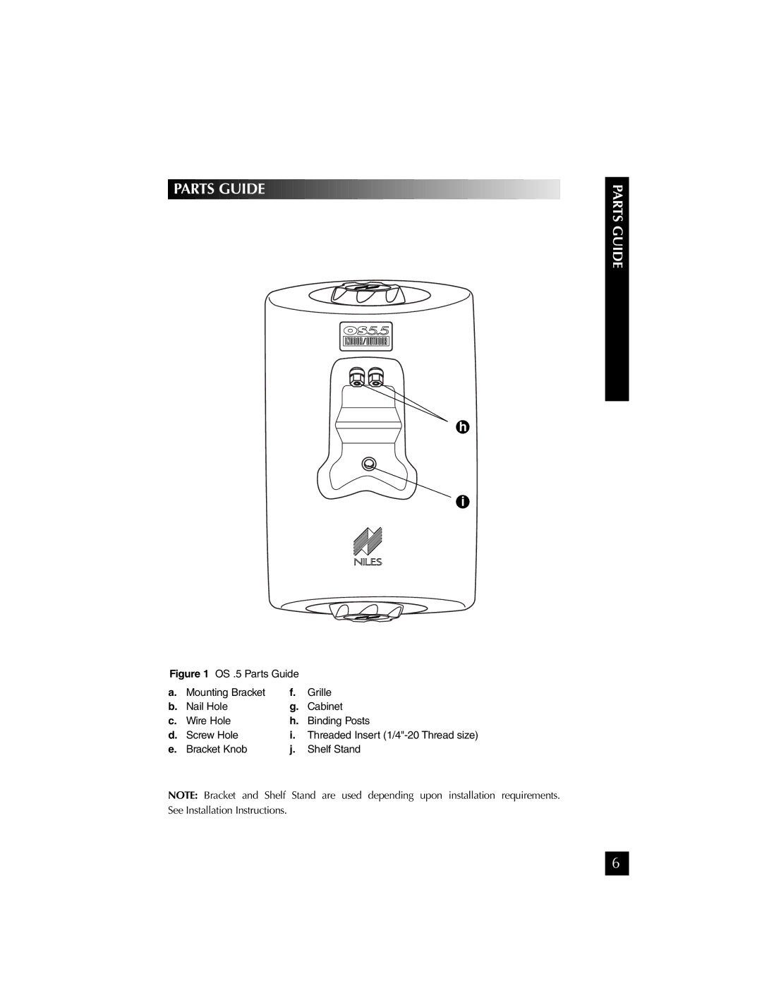 Niles Audio OS7.5 manual Parts Guide 