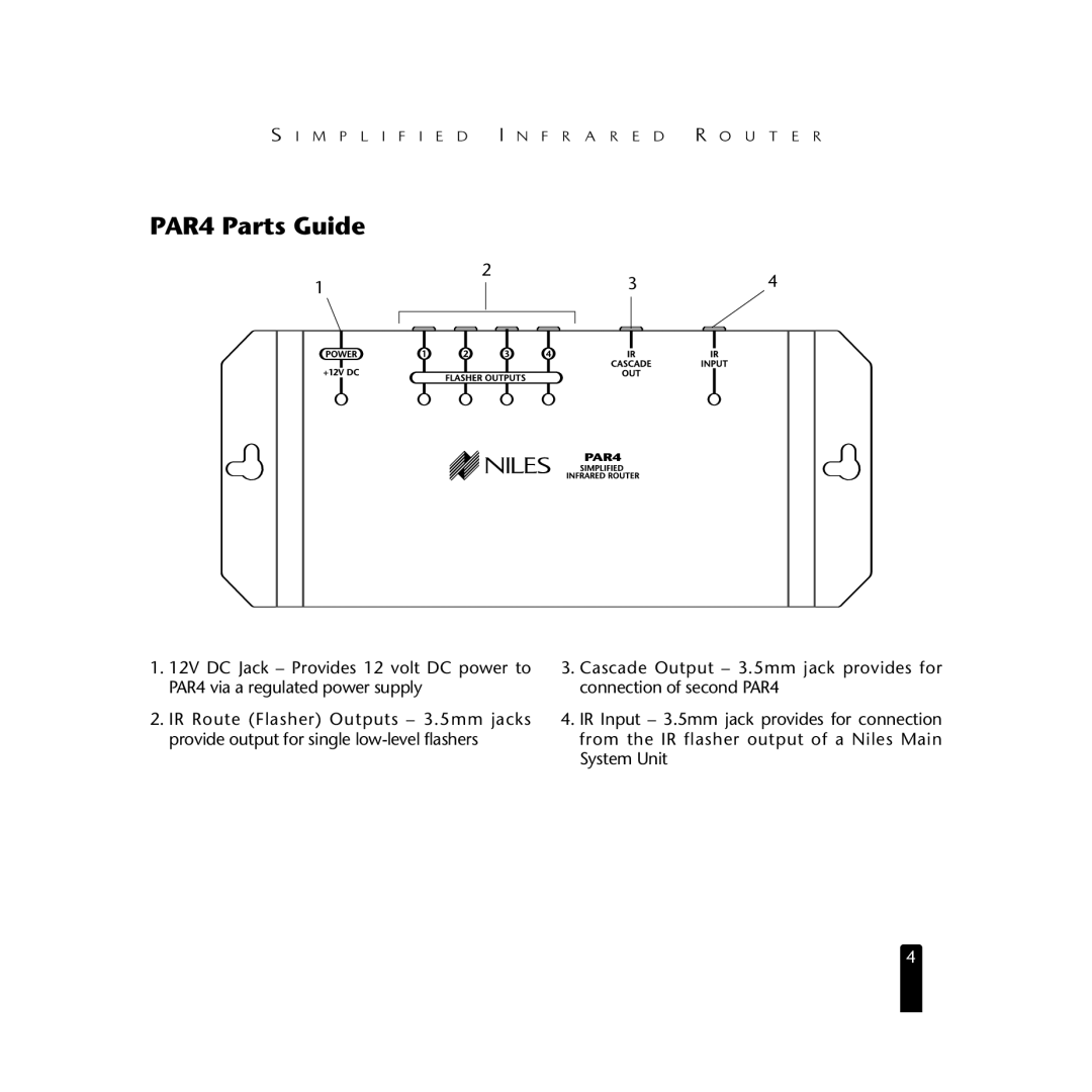 Niles Audio manual PAR4 Parts Guide 