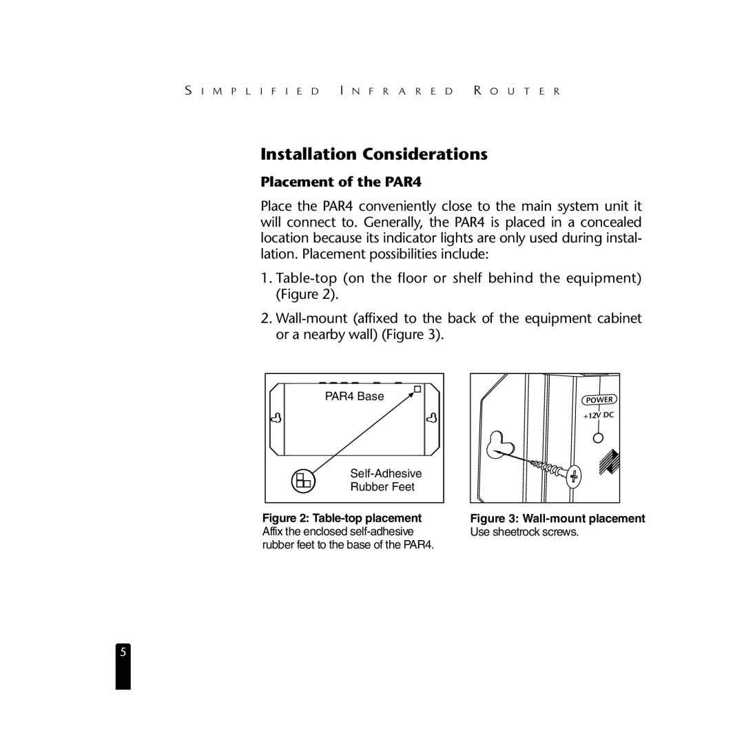 Niles Audio manual Installation Considerations, Placement of the PAR4 