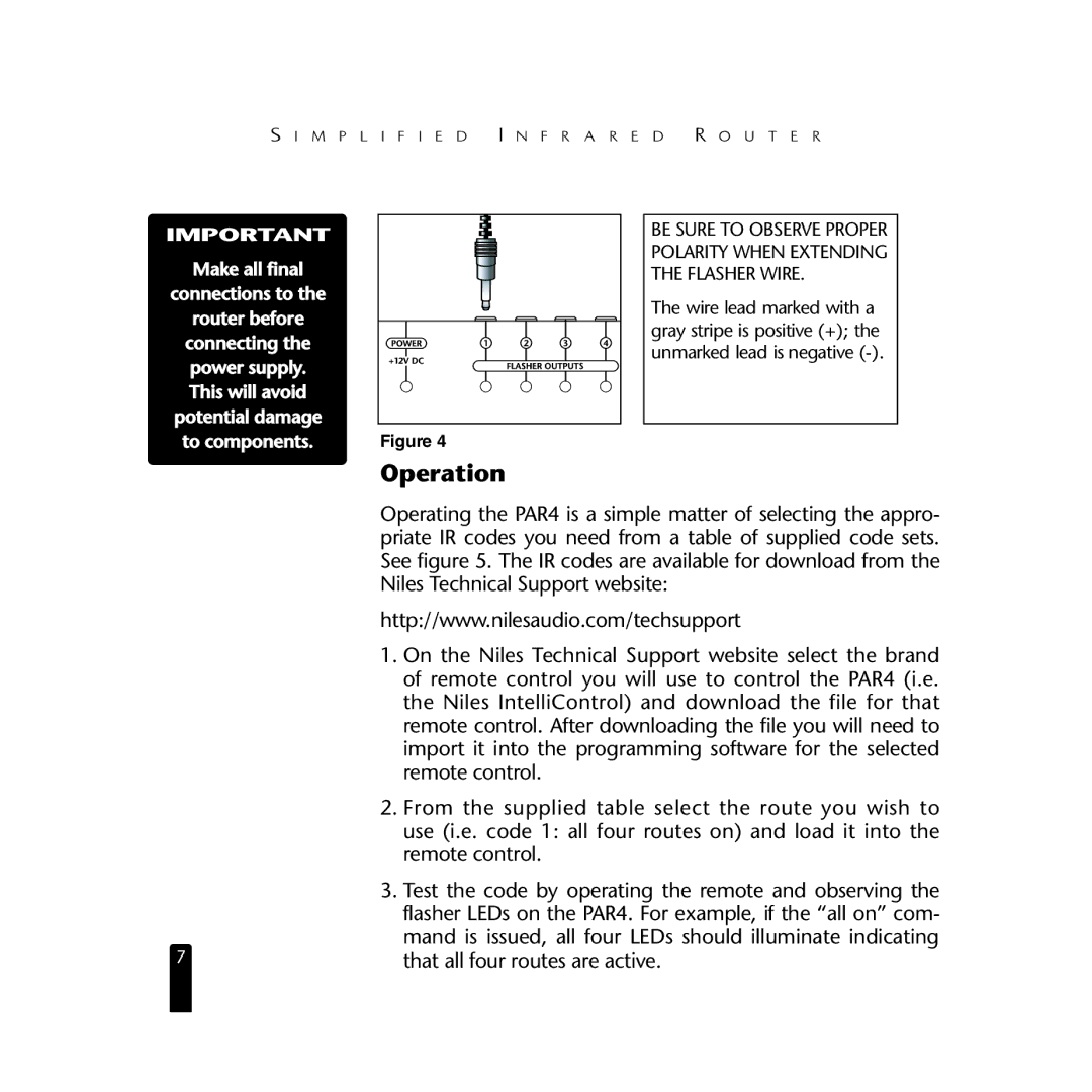 Niles Audio PAR4 manual Operation, Potential damage To components 