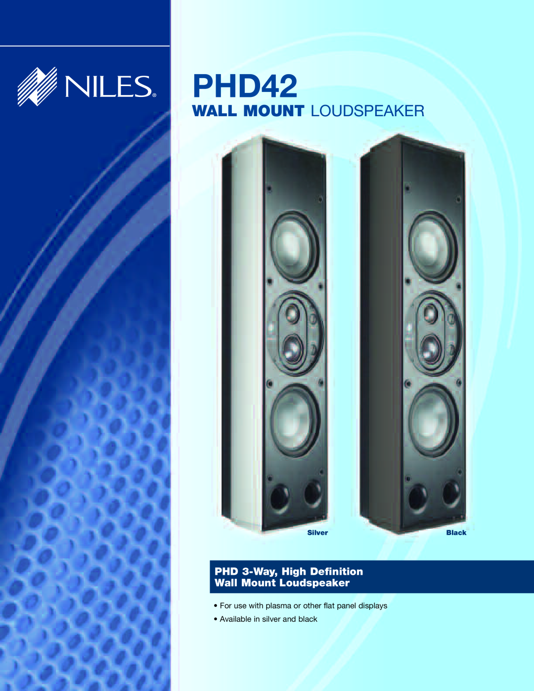 Niles Audio PHD42 manual PHD 3-Way,High Definition Wall Mount Loudspeaker, Silver, Black 
