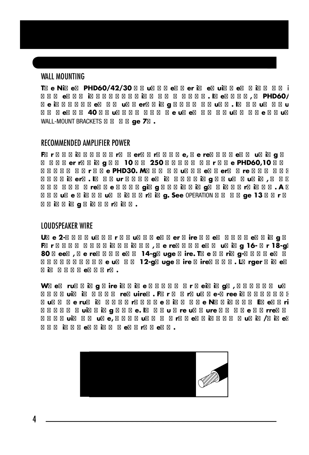 Niles Audio PHD60 Wall Mounting, Recommended Amplifier Power, Loudspeaker Wire, Installation Considerations, Tech TIP 