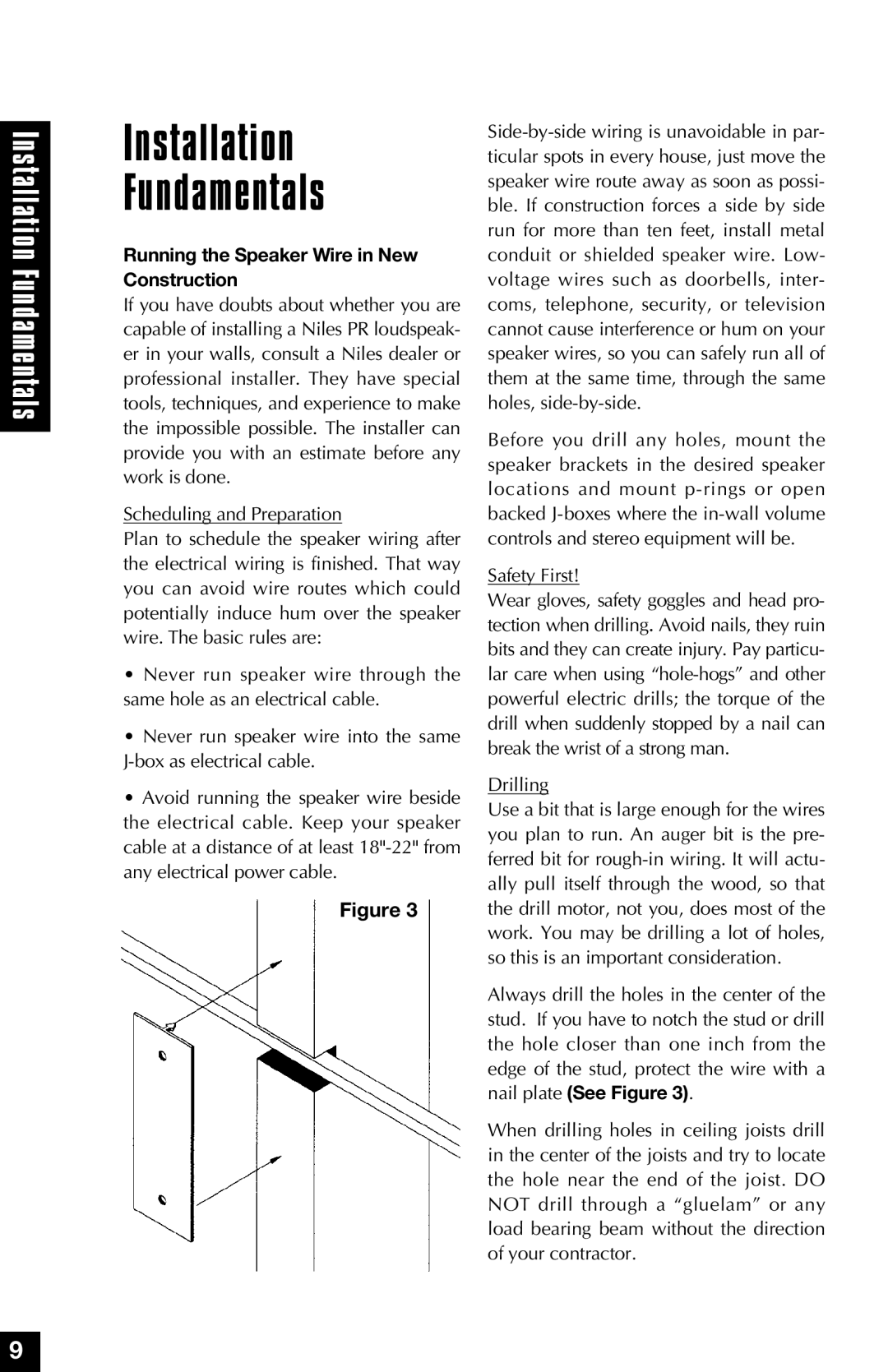 Niles Audio PR6, PR5 manual Installation Fundamentals, Running the Speaker Wire in New Construction 