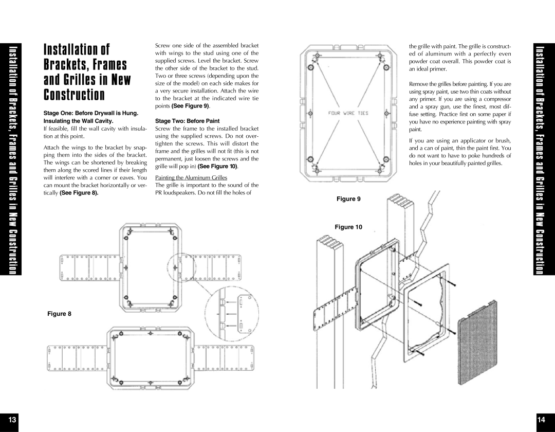 Niles Audio PR6 manual Installation Brackets, Frames, Construction, Stage Two Before Paint 