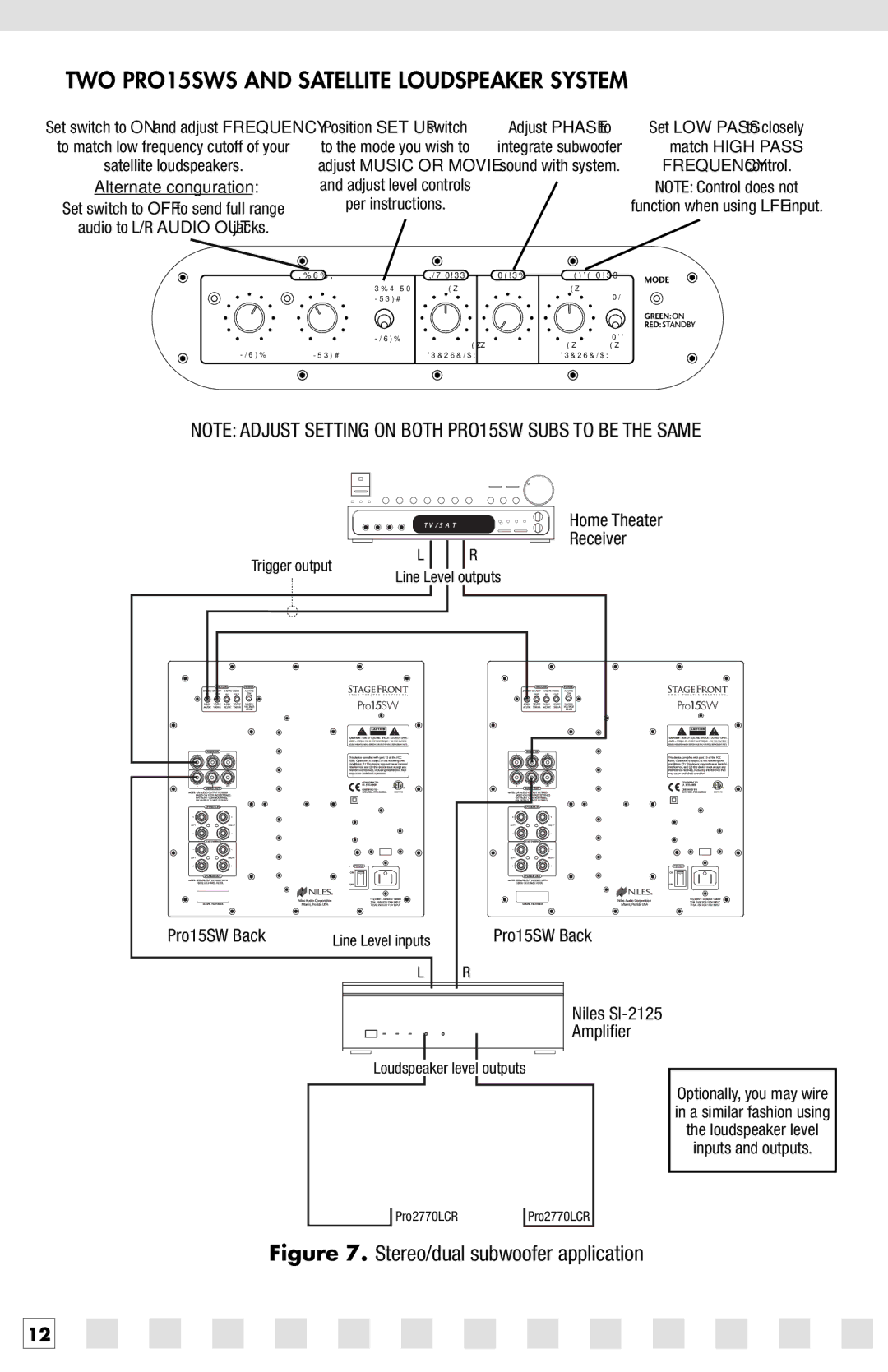 Niles Audio manual TWO PRO15SWS and Satellite Loudspeaker System, Ampliﬁer 