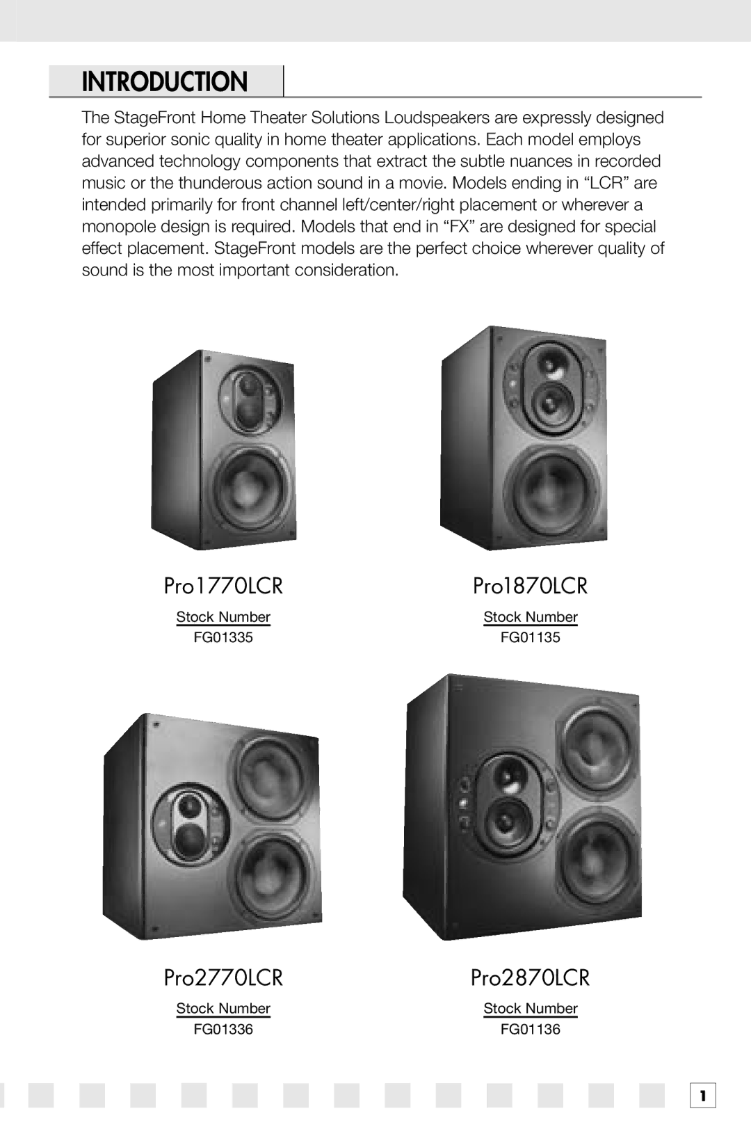 Niles Audio PRO2770LCR, PRO2870LCR, PRO1770LCR, PRO1870LCR manual Introduction 