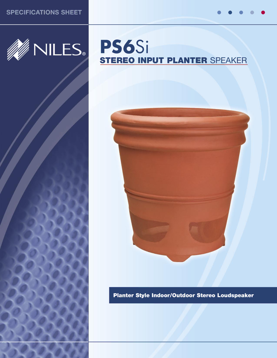 Niles Audio PS6SI specifications PS6Si, Stereo Input Planter Speaker 