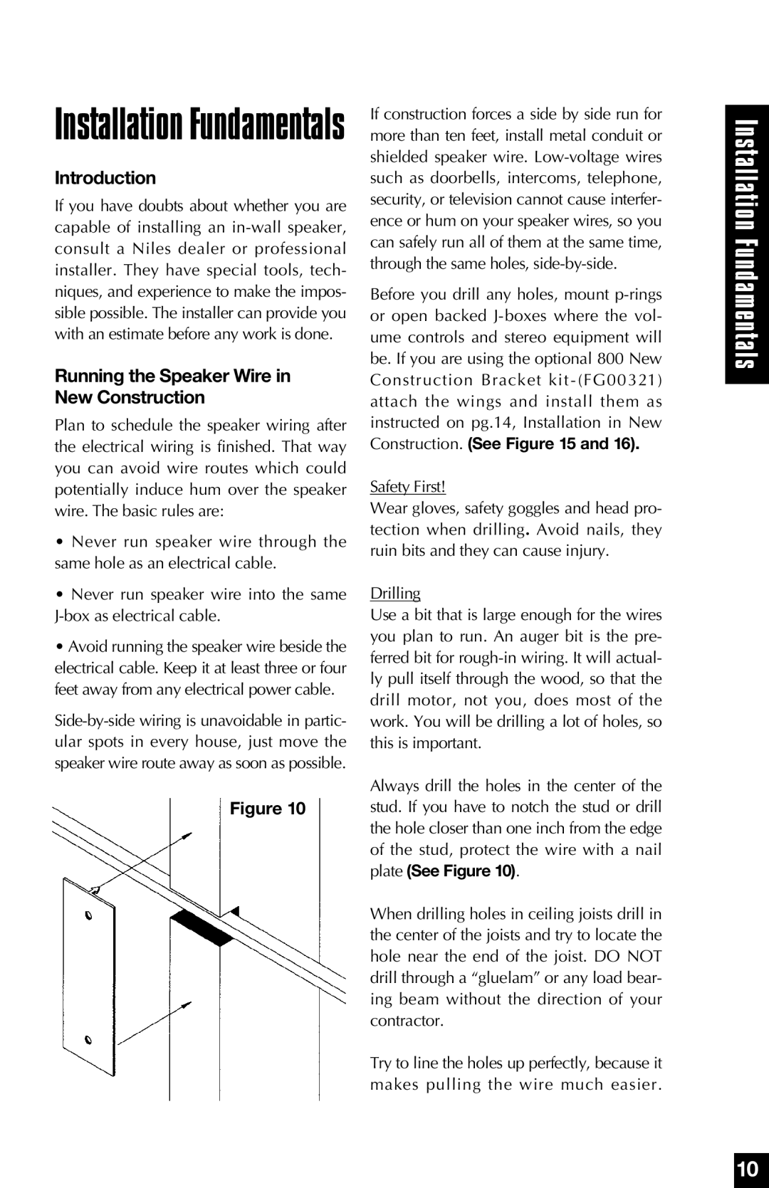 Niles Audio PSW8 manual Installation Fundamentals, Introduction, Running the Speaker Wire in New Construction 
