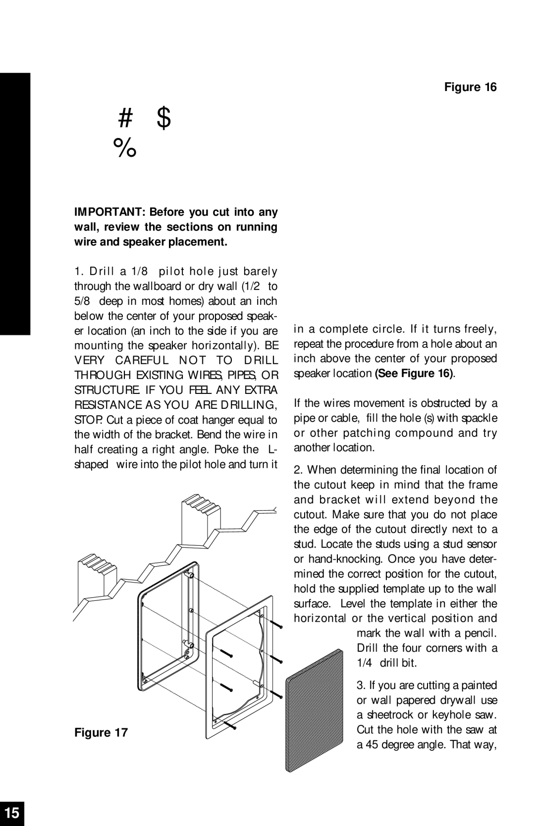 Niles Audio PSW800 manual Installation, Grilles Existing Walls 