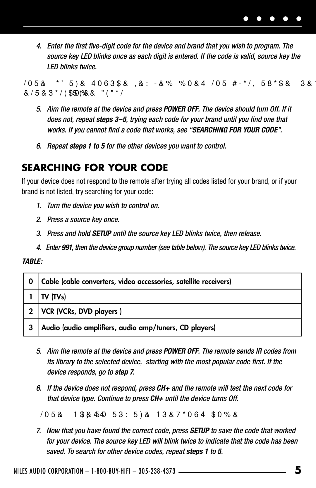 Niles Audio R-6L manual Searching for Your Code 