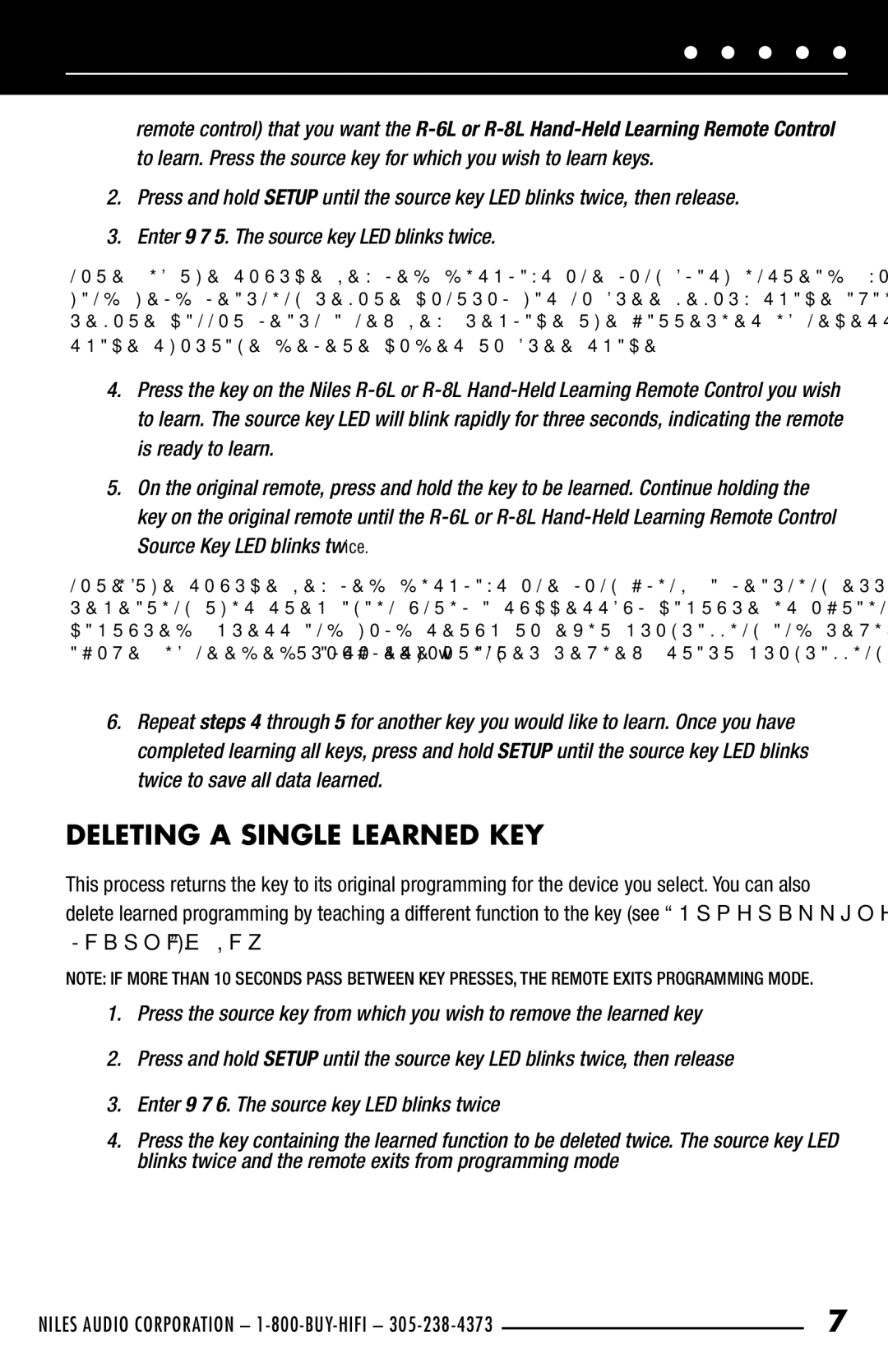 Niles Audio R-6L manual Deleting a Single Learned KEY 