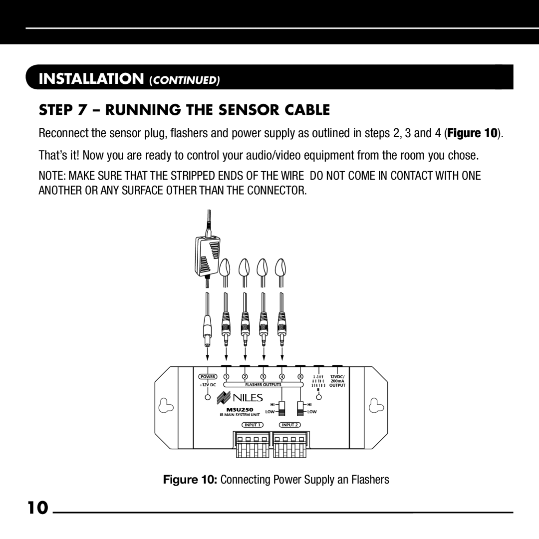 Niles Audio RCA-HT manual Connecting Power Supply an Flashers 