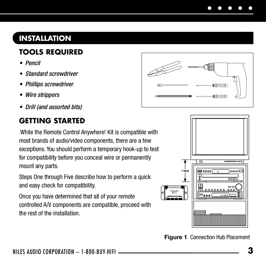 Niles Audio RCA-HT manual Installation, Tools Required, Getting Started 