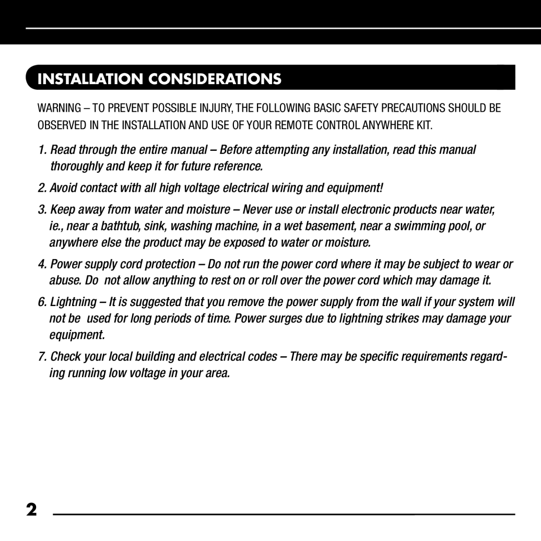 Niles Audio RCA-SM manual Installation Considerations 