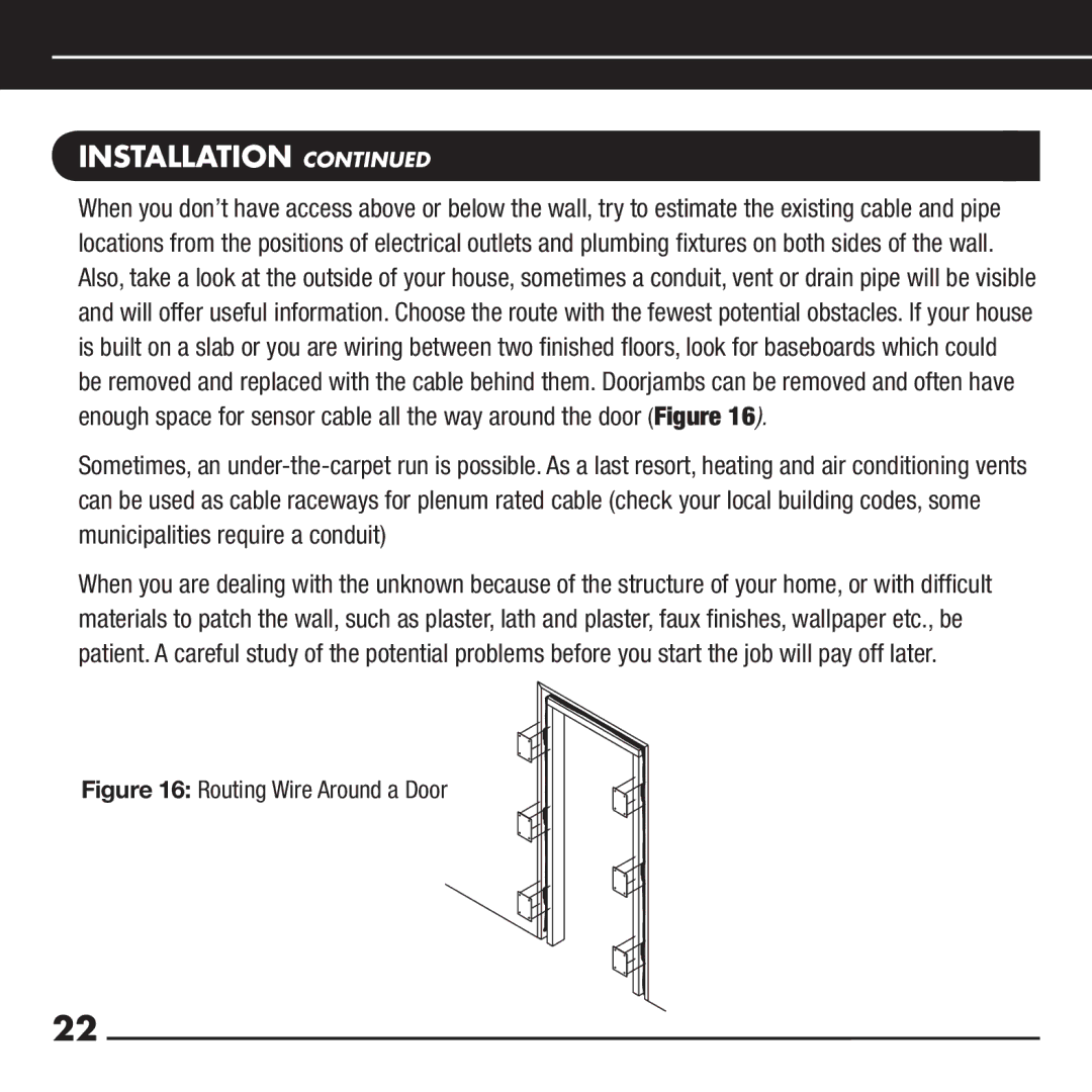 Niles Audio RCA-TT2 manual Routing Wire Around a Door 