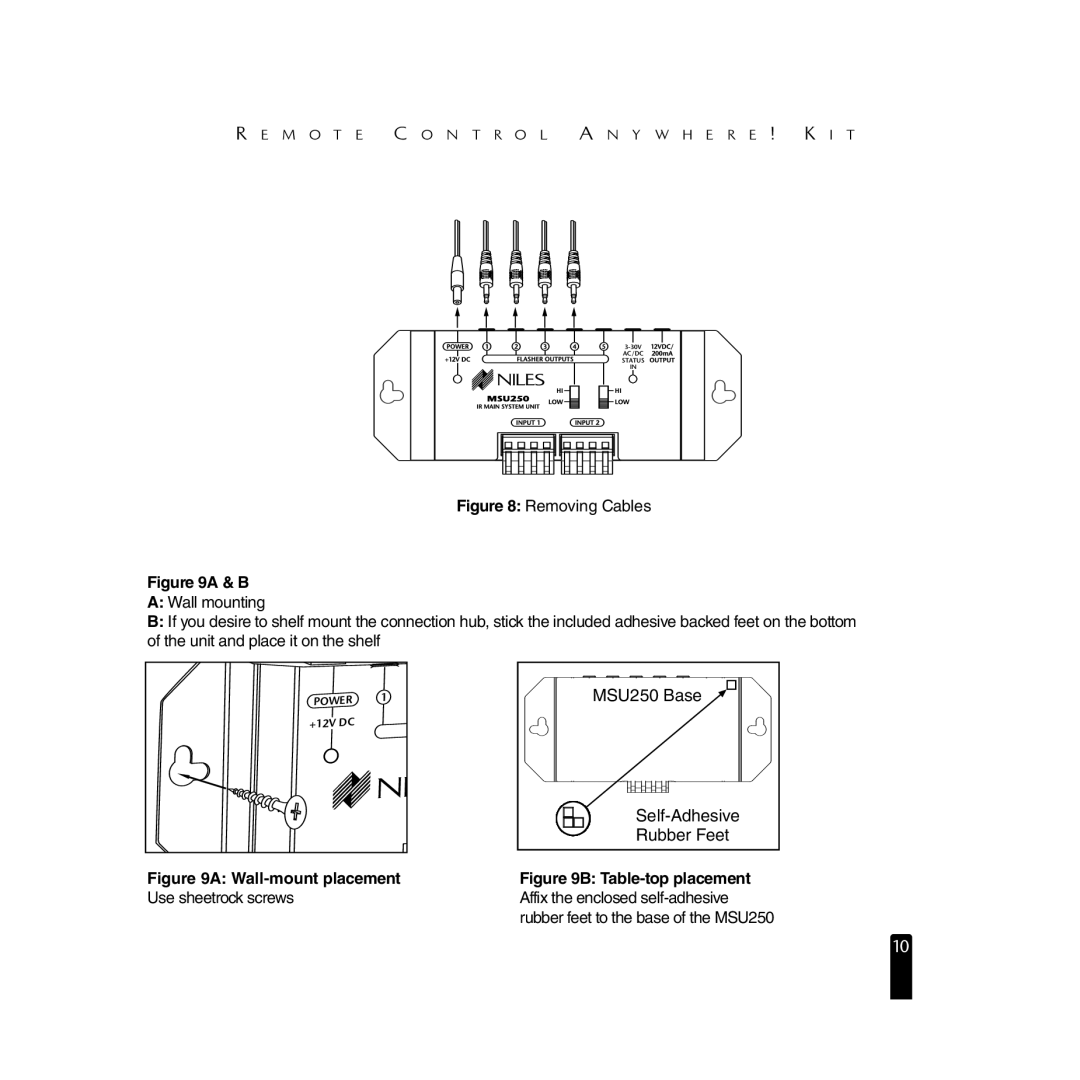 Niles Audio RCA3 specifications Wall-mount placement 