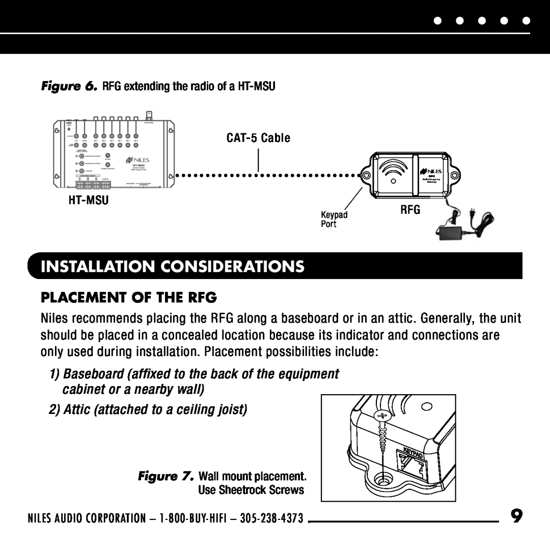 Niles Audio RFG manual Installation Considerations, Placement Of The Rfg 