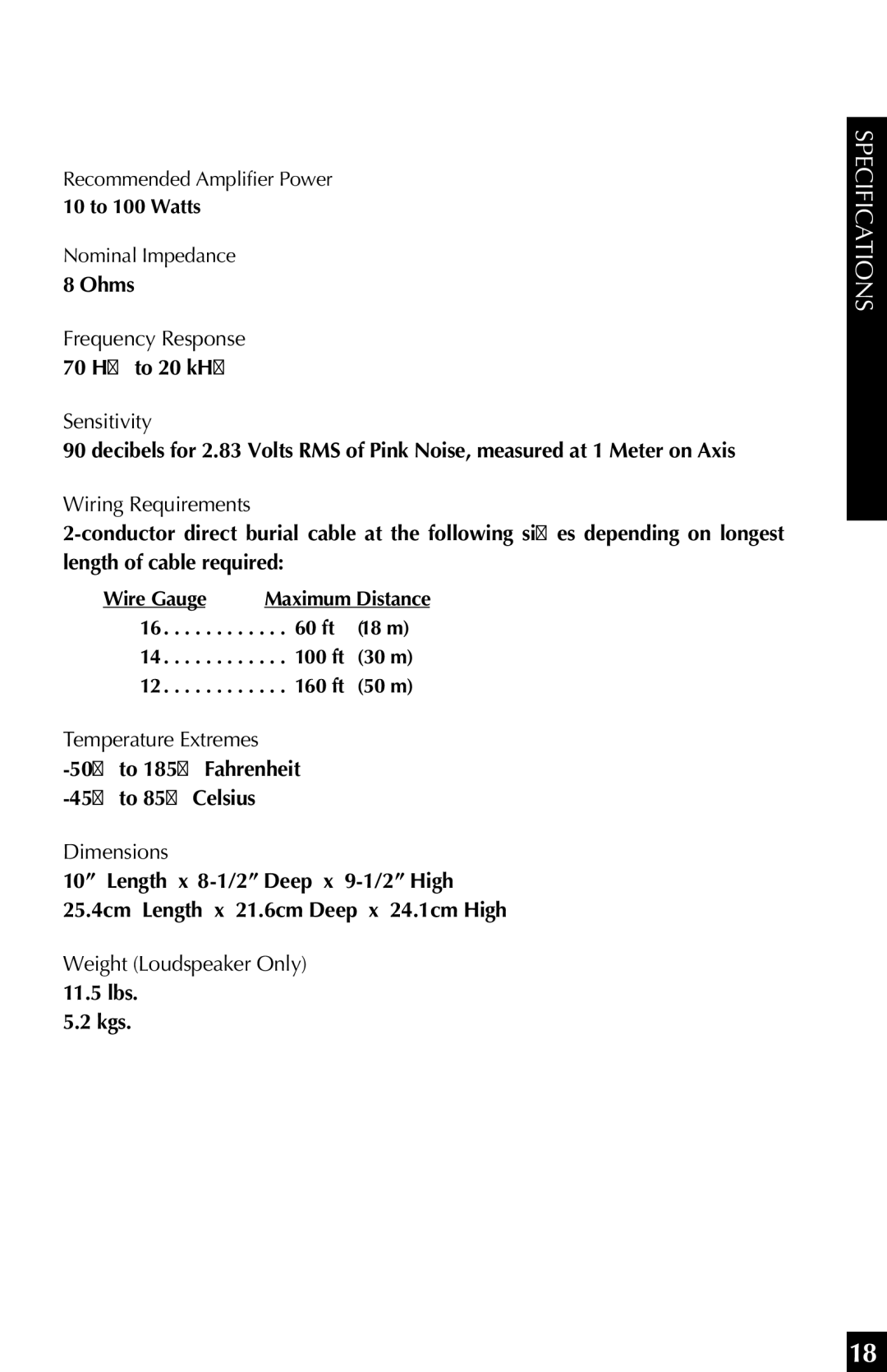 Niles Audio RS 5s manual Specifications, Nominal Impedance 