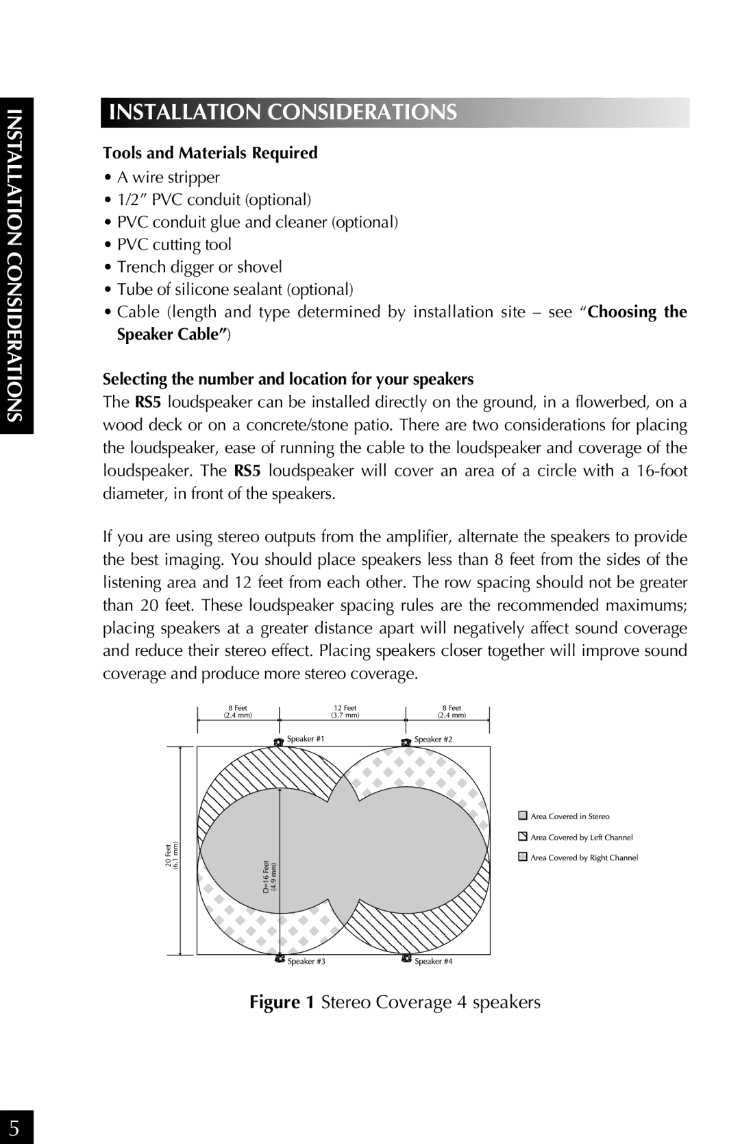 Niles Audio RS 5s manual Installation Considerations, Tools and Materials Required 