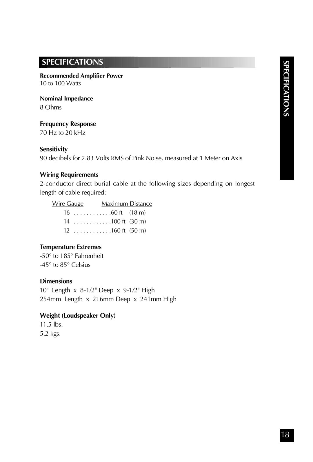 Niles Audio RS5 manual Specifications, Nominal Impedance 