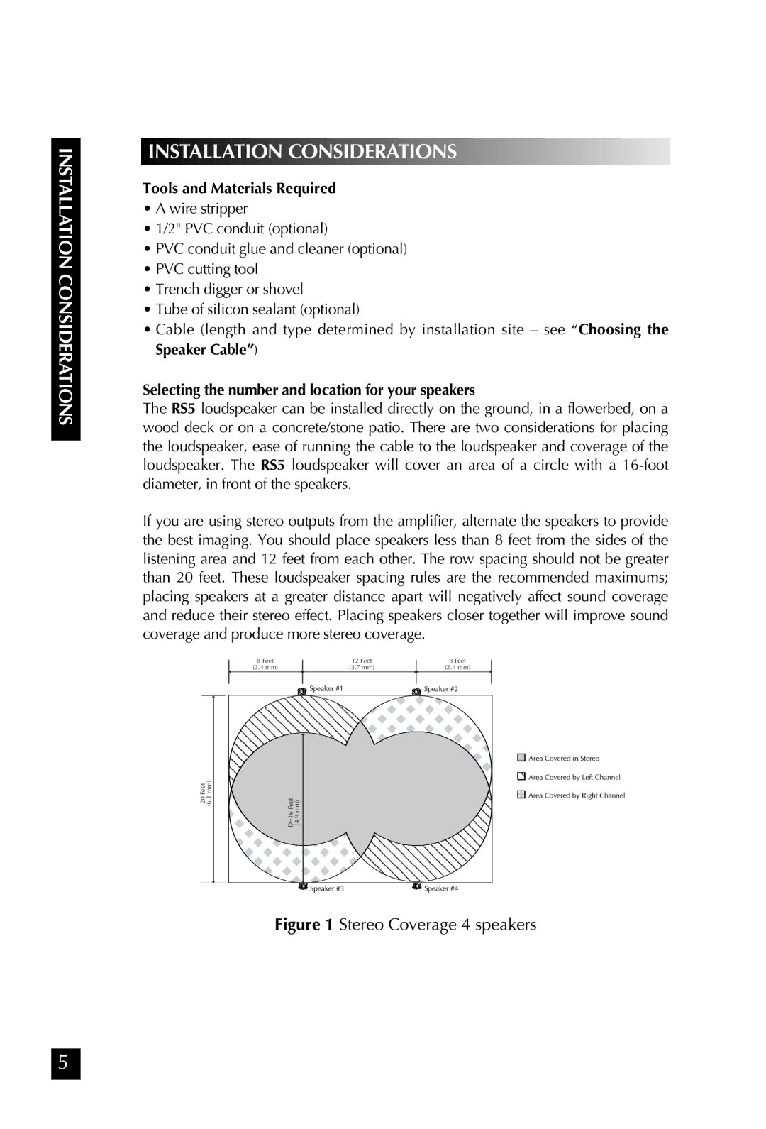 Niles Audio RS5 manual Installation Considerations, Tools and Materials Required 