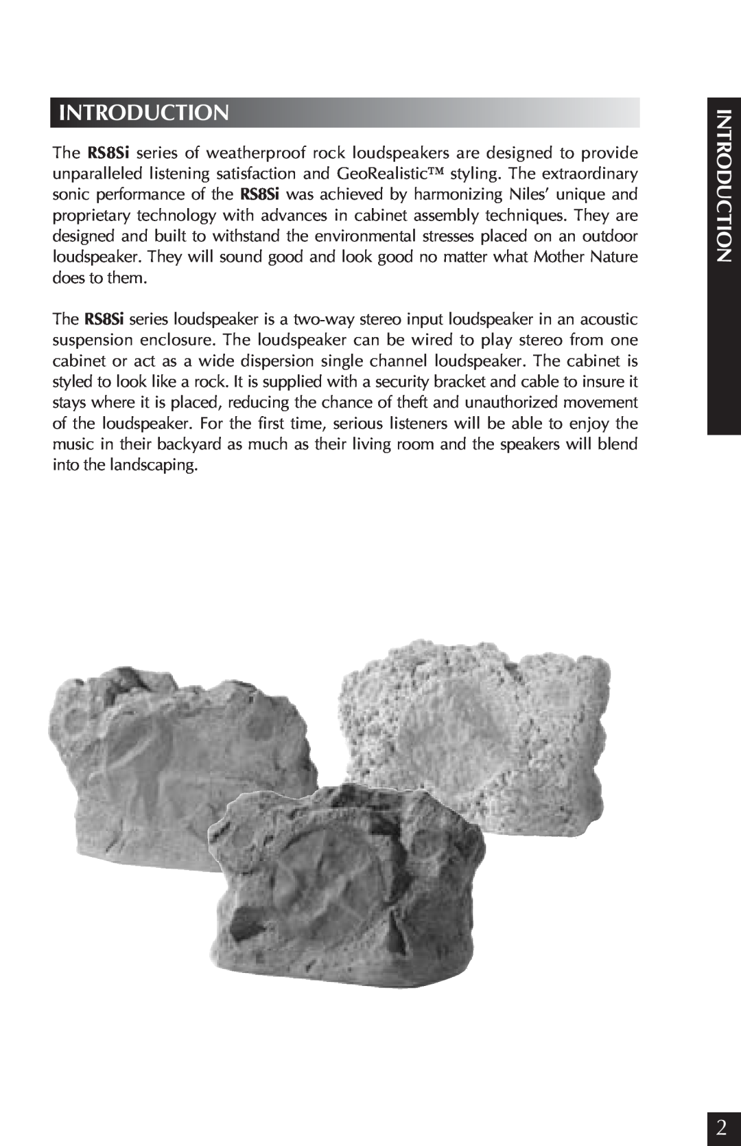 Niles Audio RS8Si Sandstone, RS8Si Granite manual Introduction 
