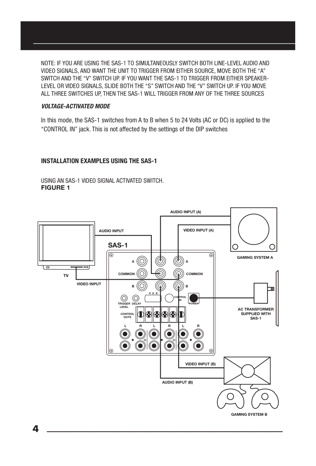 Niles Audio manual Installation Examples Using the SAS-1 