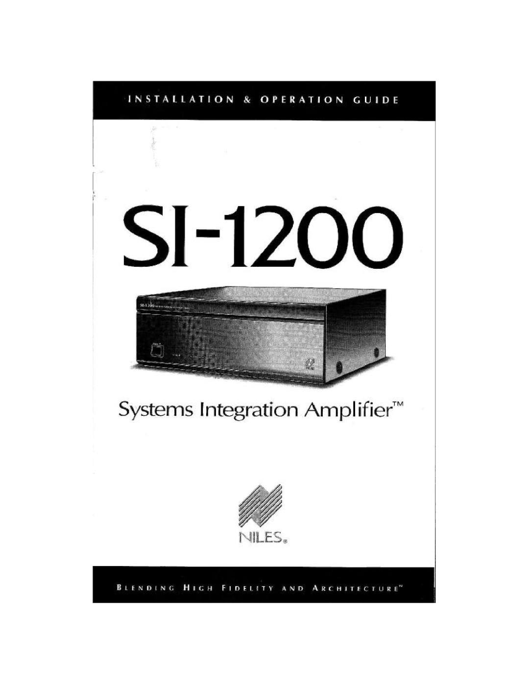 Niles Audio SI-1200 manual 