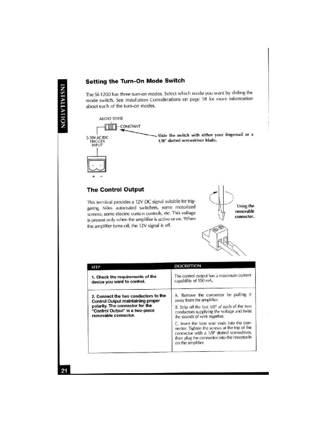 Niles Audio SI-1200 manual 