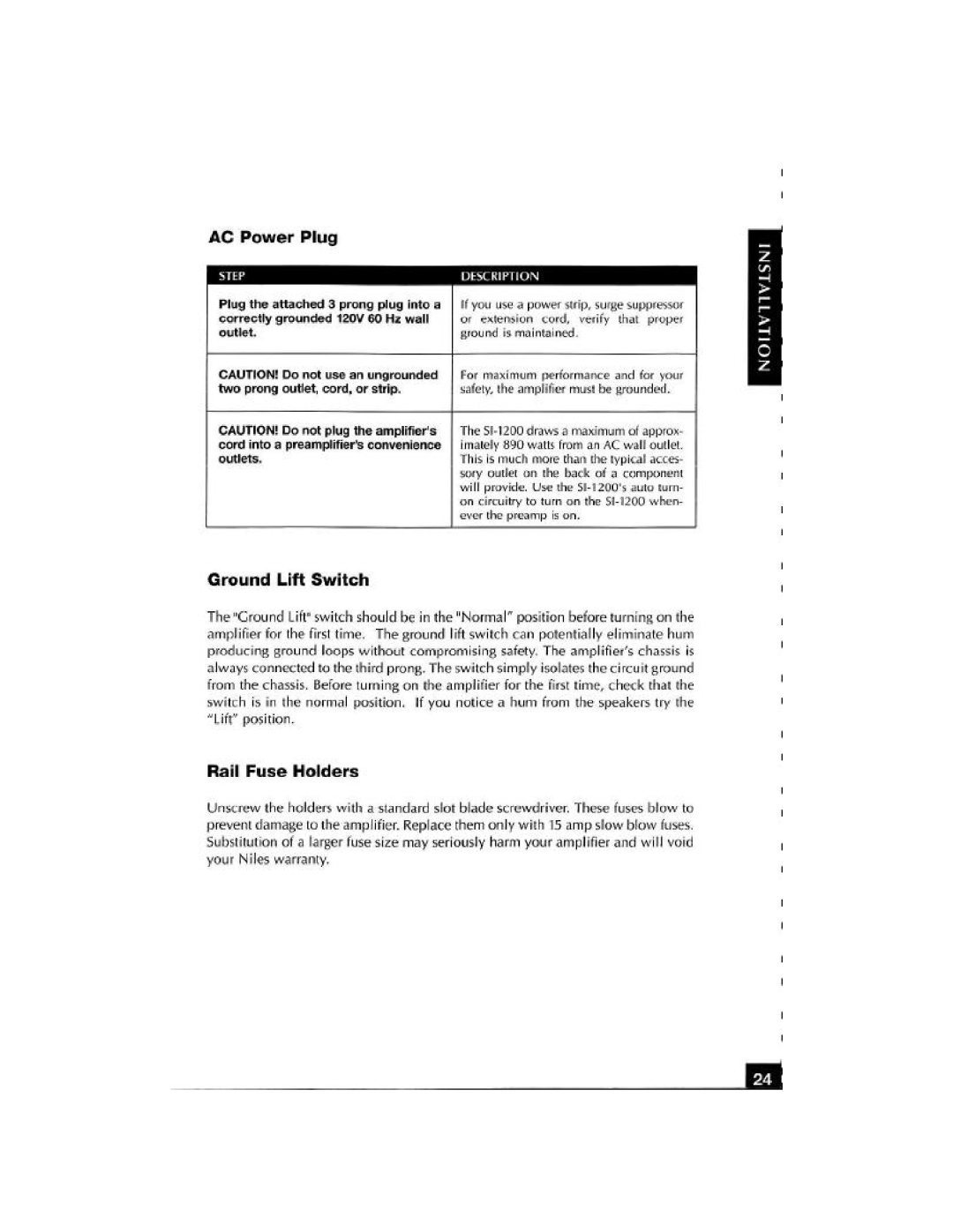 Niles Audio SI-1200 manual 