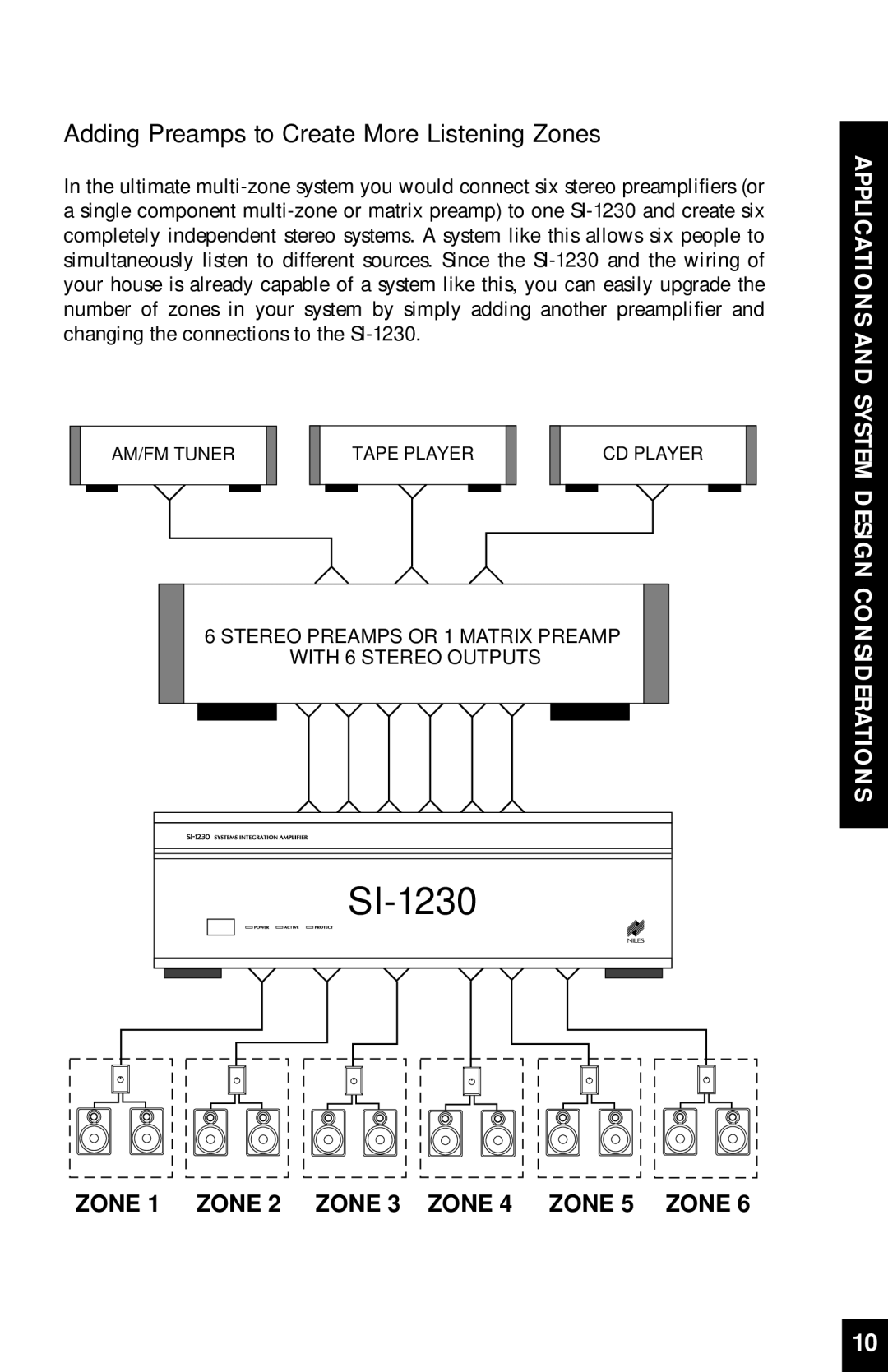 Niles Audio SI-1230 manual Adding Preamps to Create More Listening Zones 