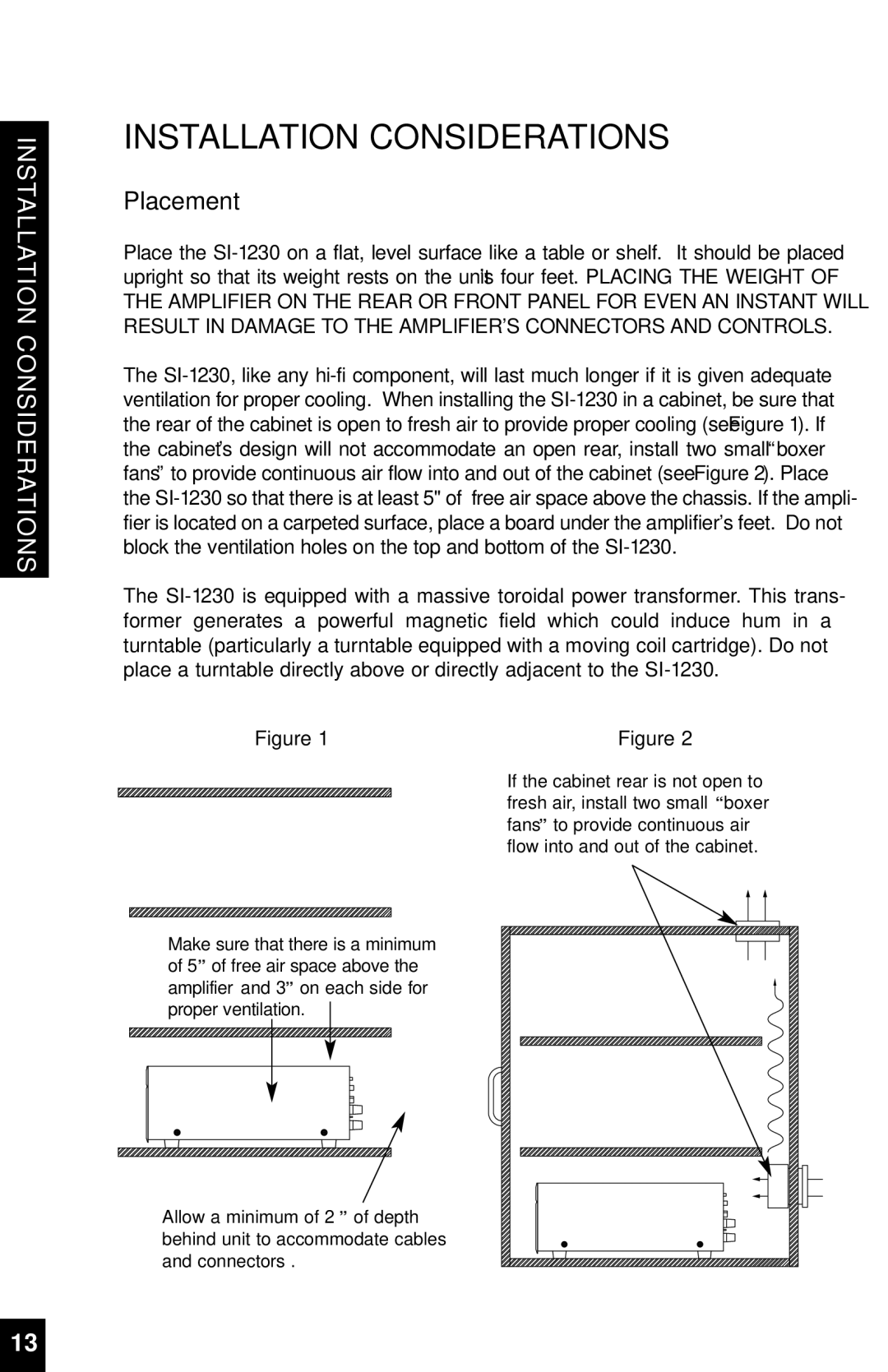 Niles Audio SI-1230 manual Installation Considerations, Placement 