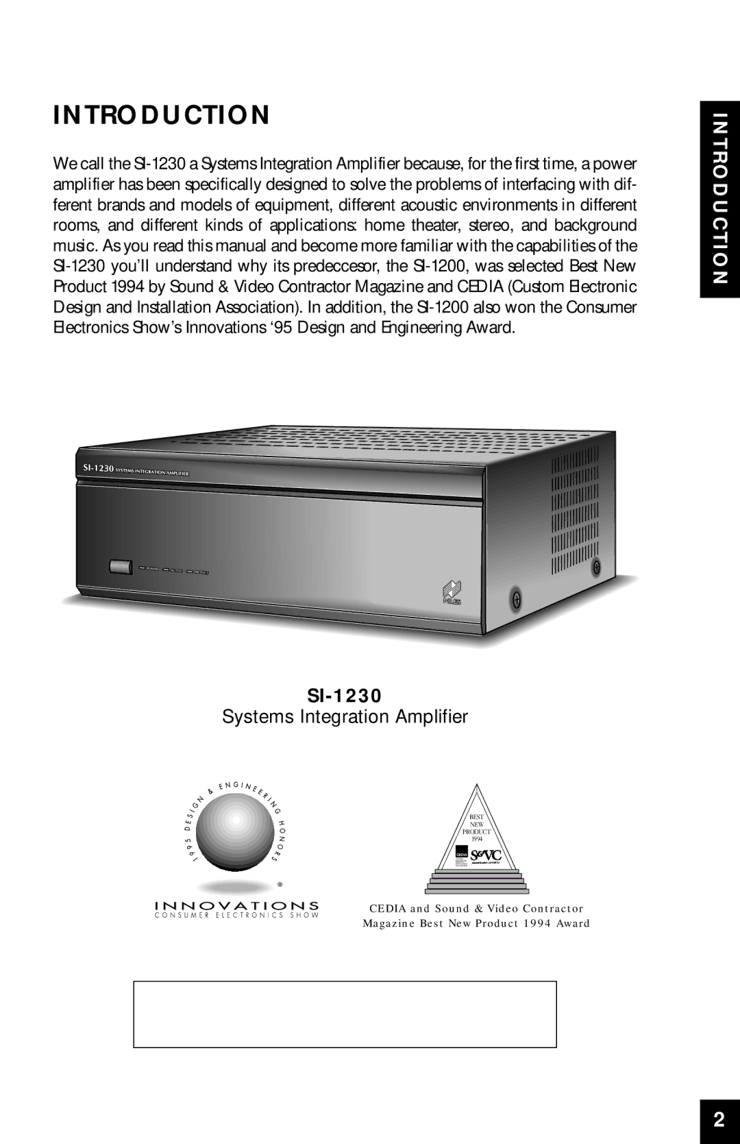 Niles Audio SI-1230 manual Introduction 