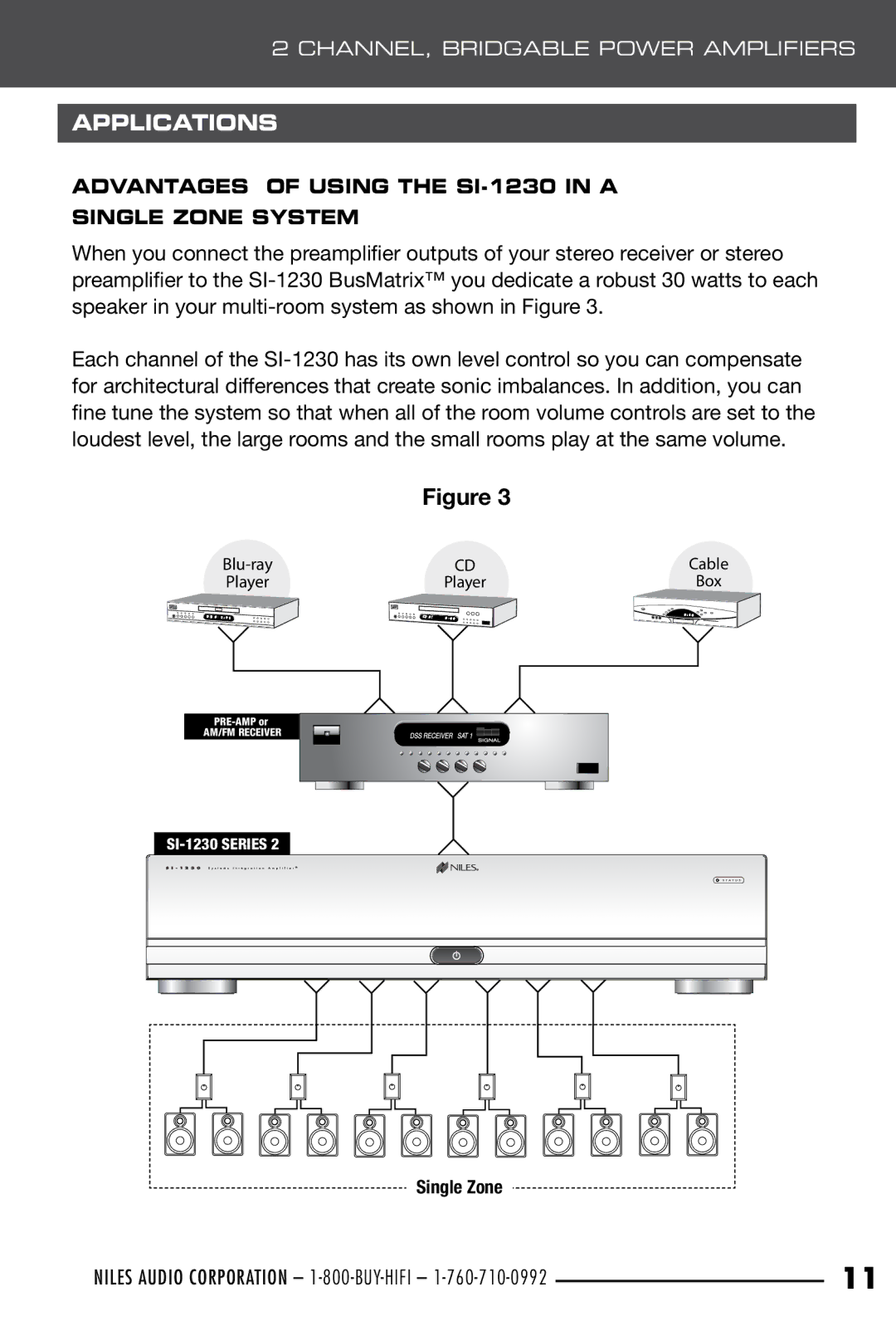 Niles Audio SI-1230 manual Applications, Single Zone 