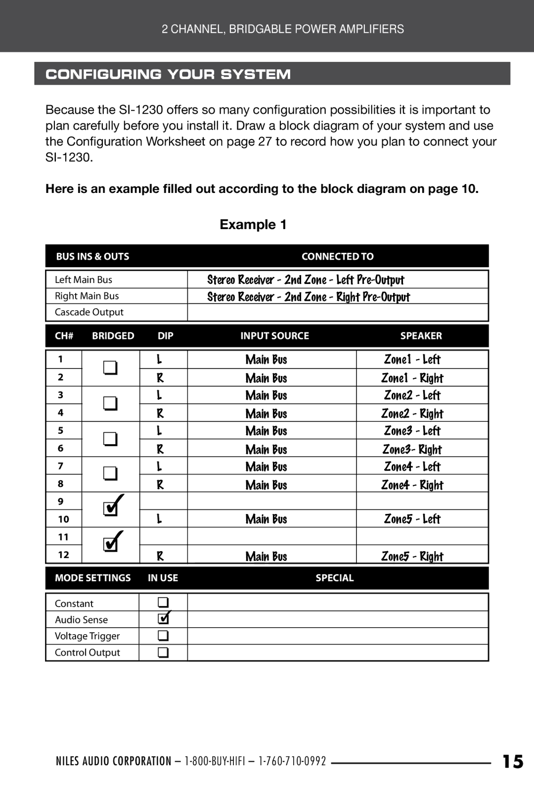 Niles Audio SI-1230 manual Example, Configuring Your System 