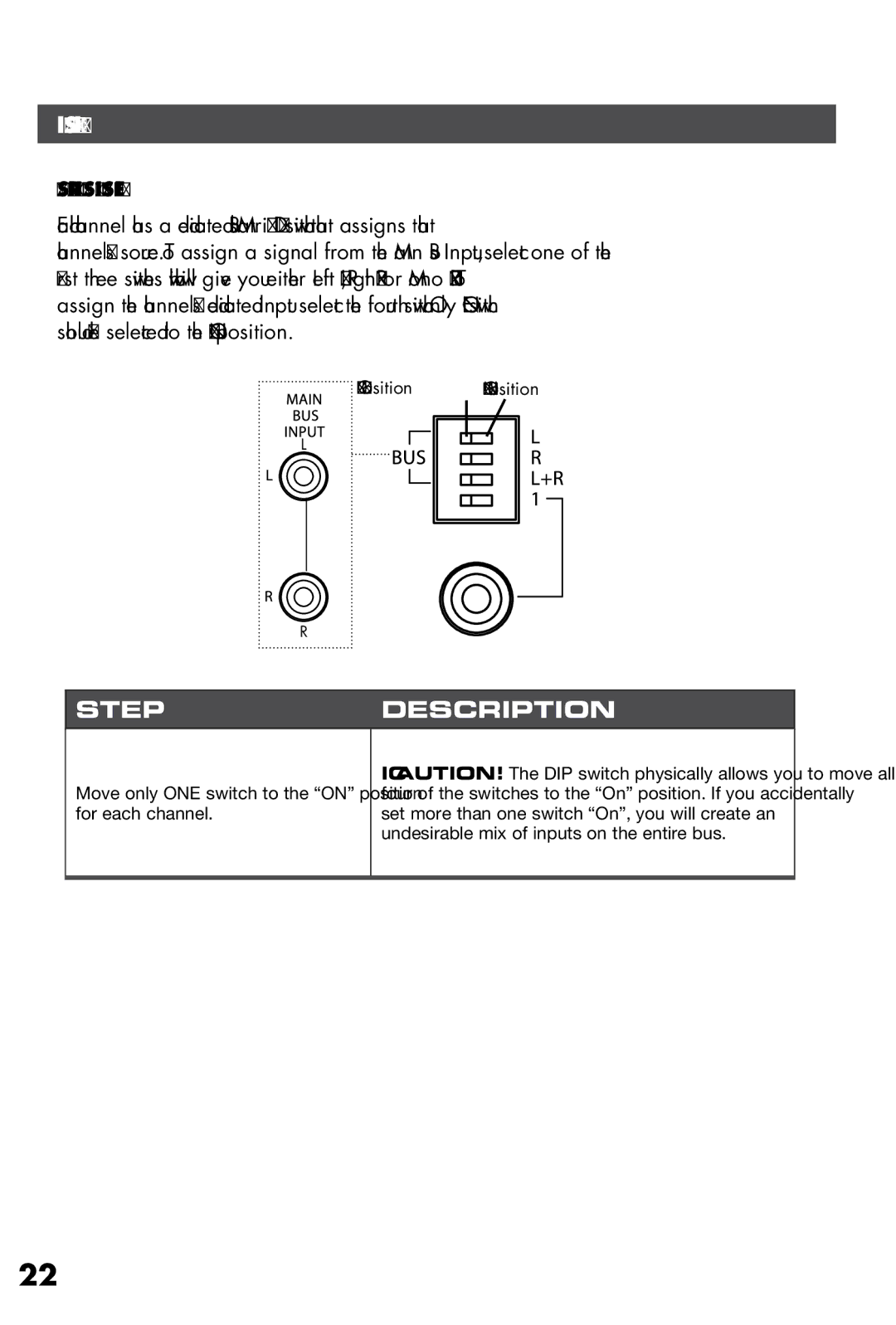 Niles Audio SI-1230 manual OFF Position on Position, Move only ONE switch to the on position for each channel 