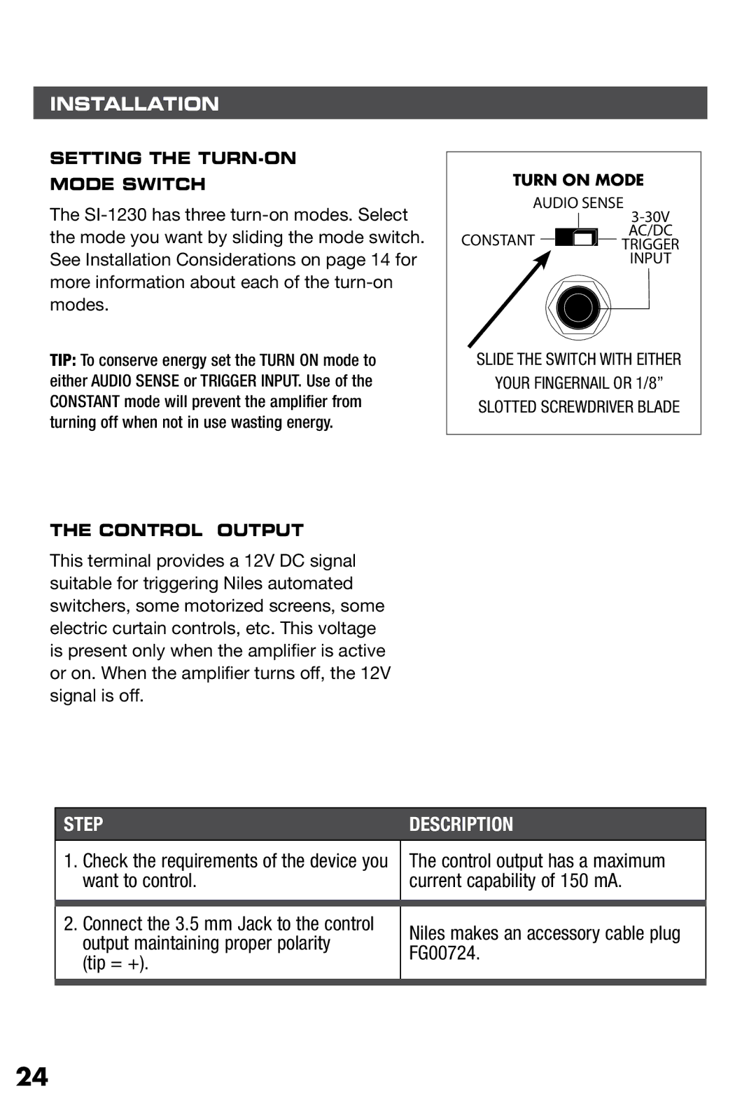 Niles Audio SI-1230 manual Want to control Current capability of 150 mA 