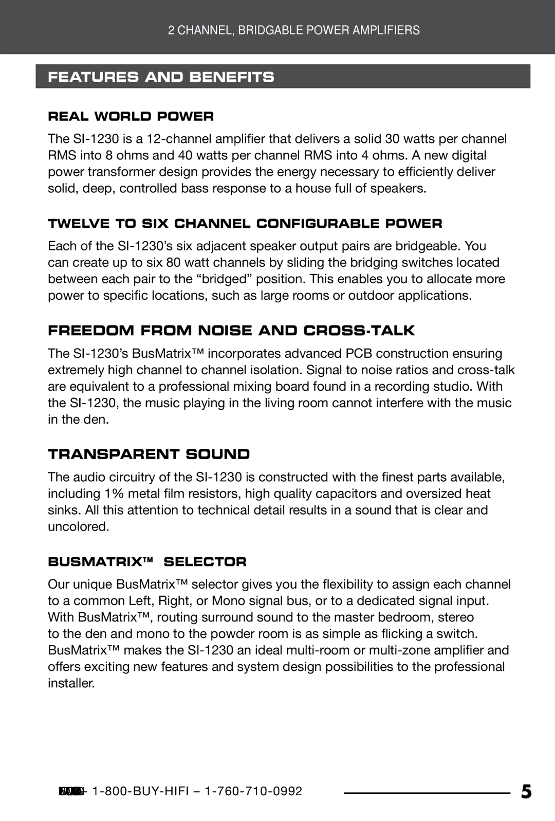 Niles Audio SI-1230 manual Features and Benefits, Freedom from Noise and Cross-Talk, Transparent Sound 