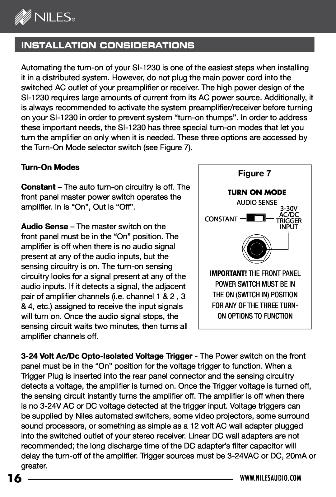 Niles Audio SI-1230 manual Installation Considerations 