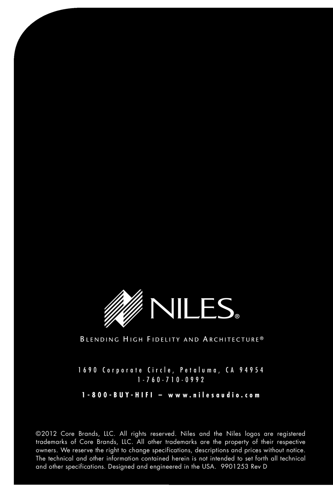 Niles Audio SI-1230 manual 1 - 7 6 0 - 7 
