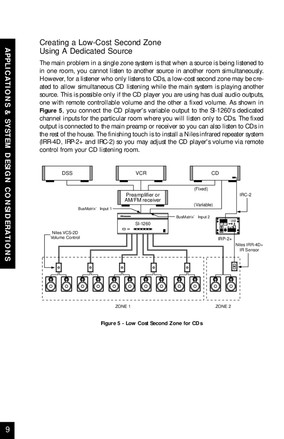 Niles Audio SI-1260 manual Creating a Low-Cost Second Zone Using a Dedicated Source, Low Cost Second Zone for CDs 