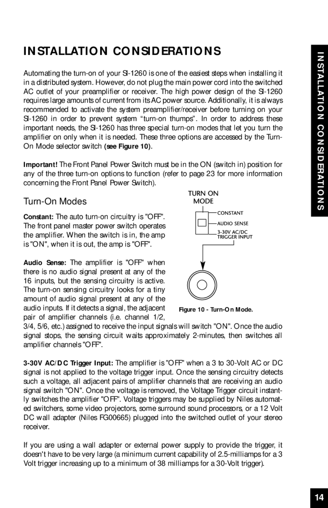 Niles Audio SI-1260 manual Installation Considerations 