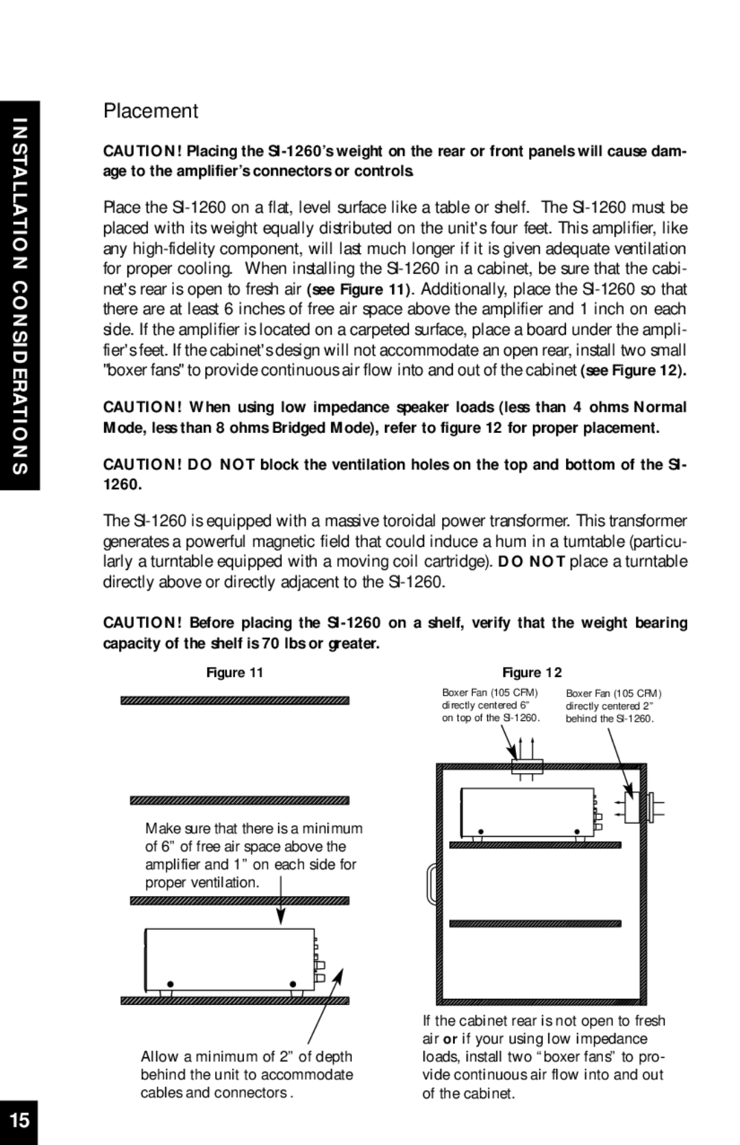 Niles Audio SI-1260 manual Placement 